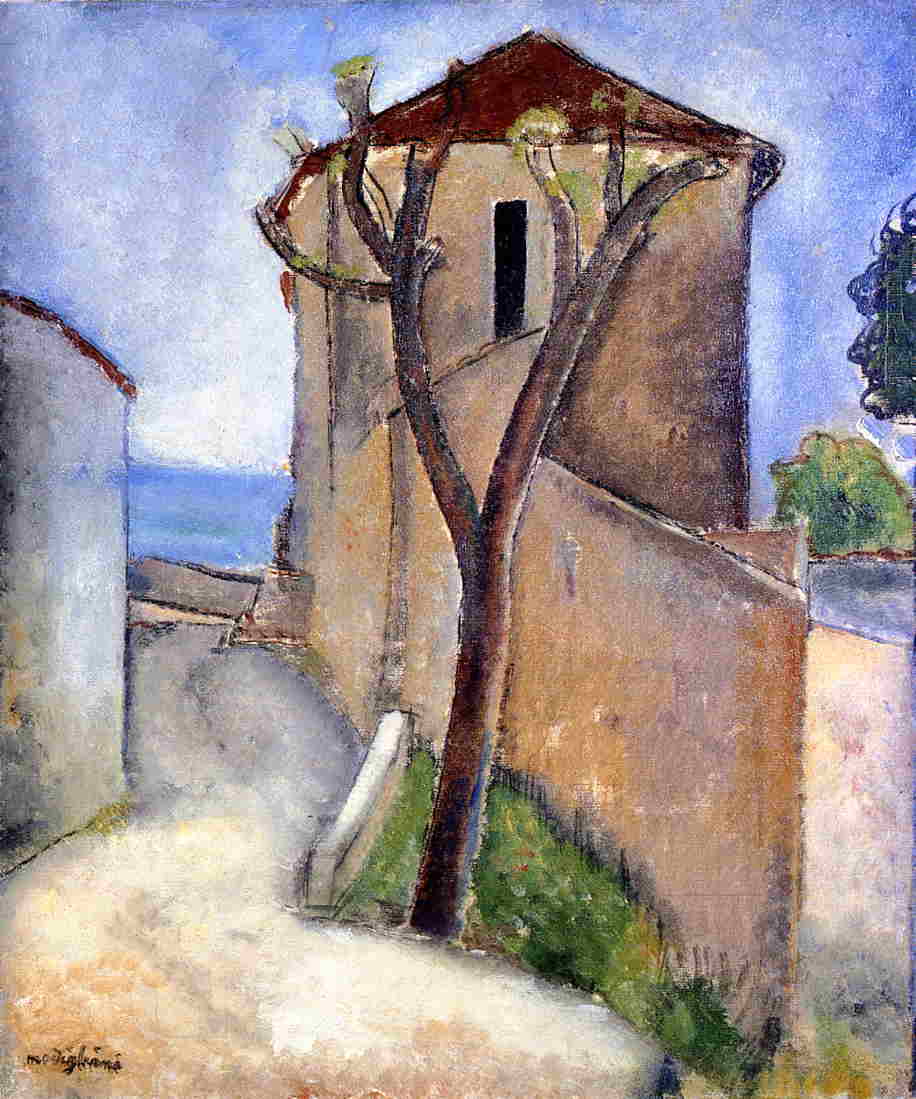 Tree and Houses - Amedeo Modigliani Paintings
